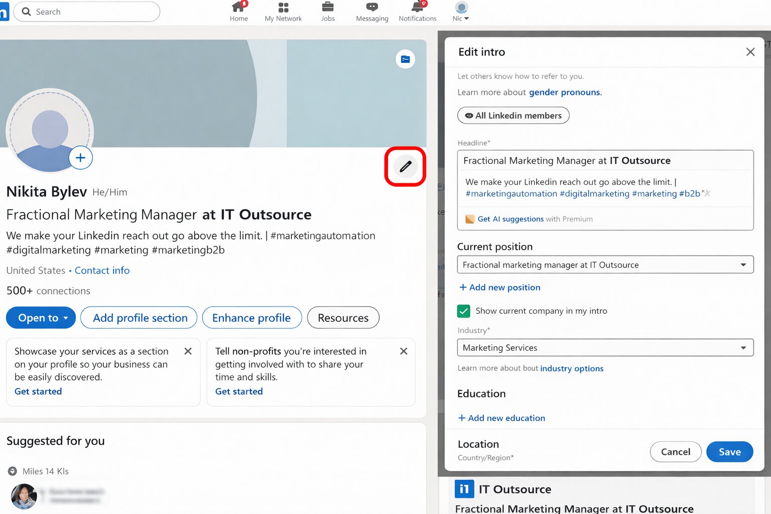 Promotion on LinkedIn