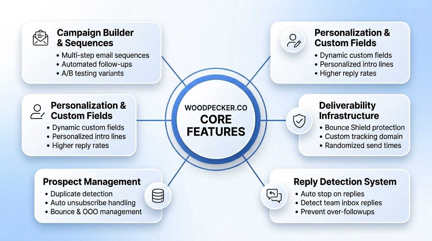 Core Features of Woodpecker.co