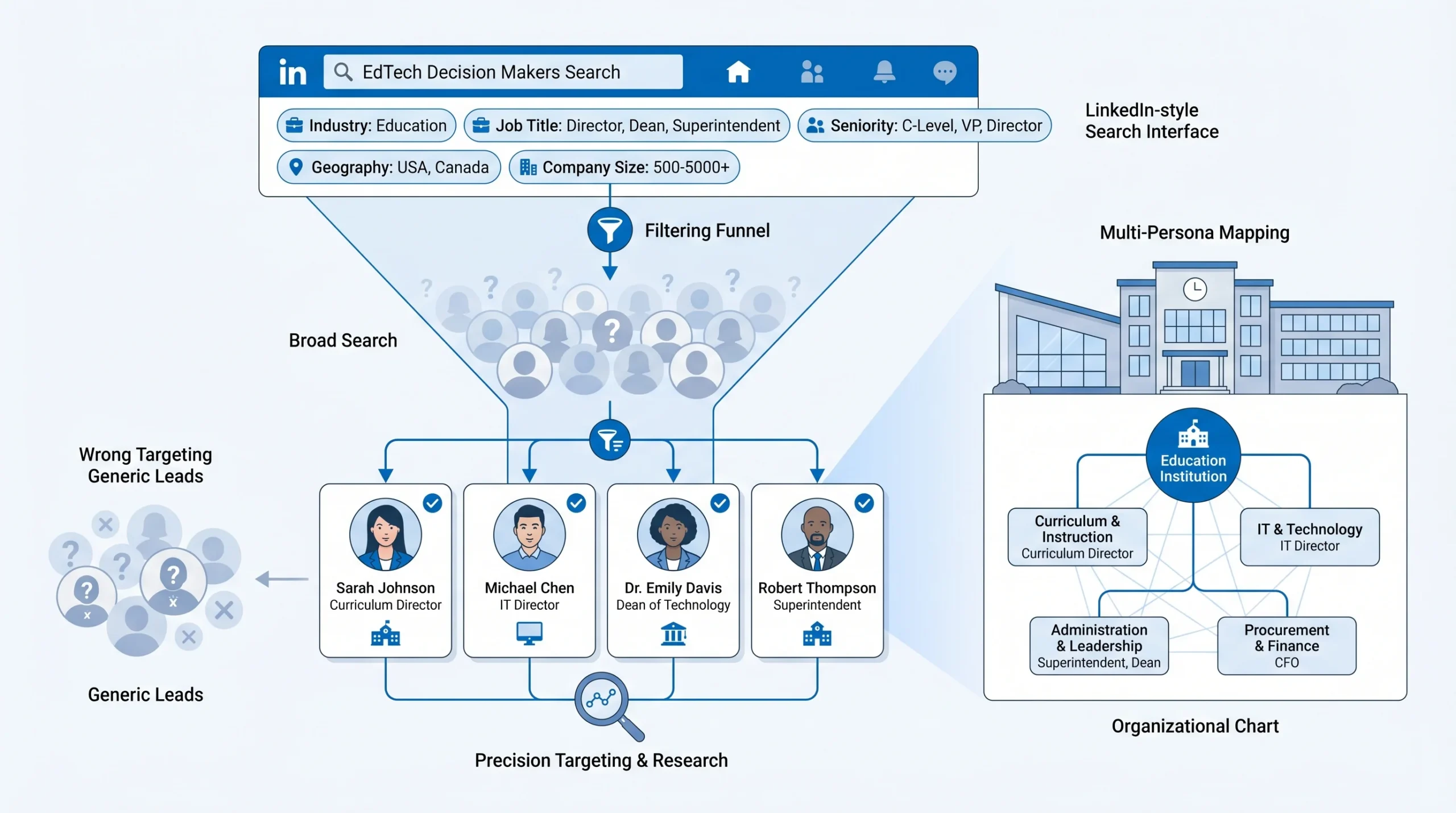 How to Find the Right EdTech Decision Makers on LinkedIn (Without Guessing)