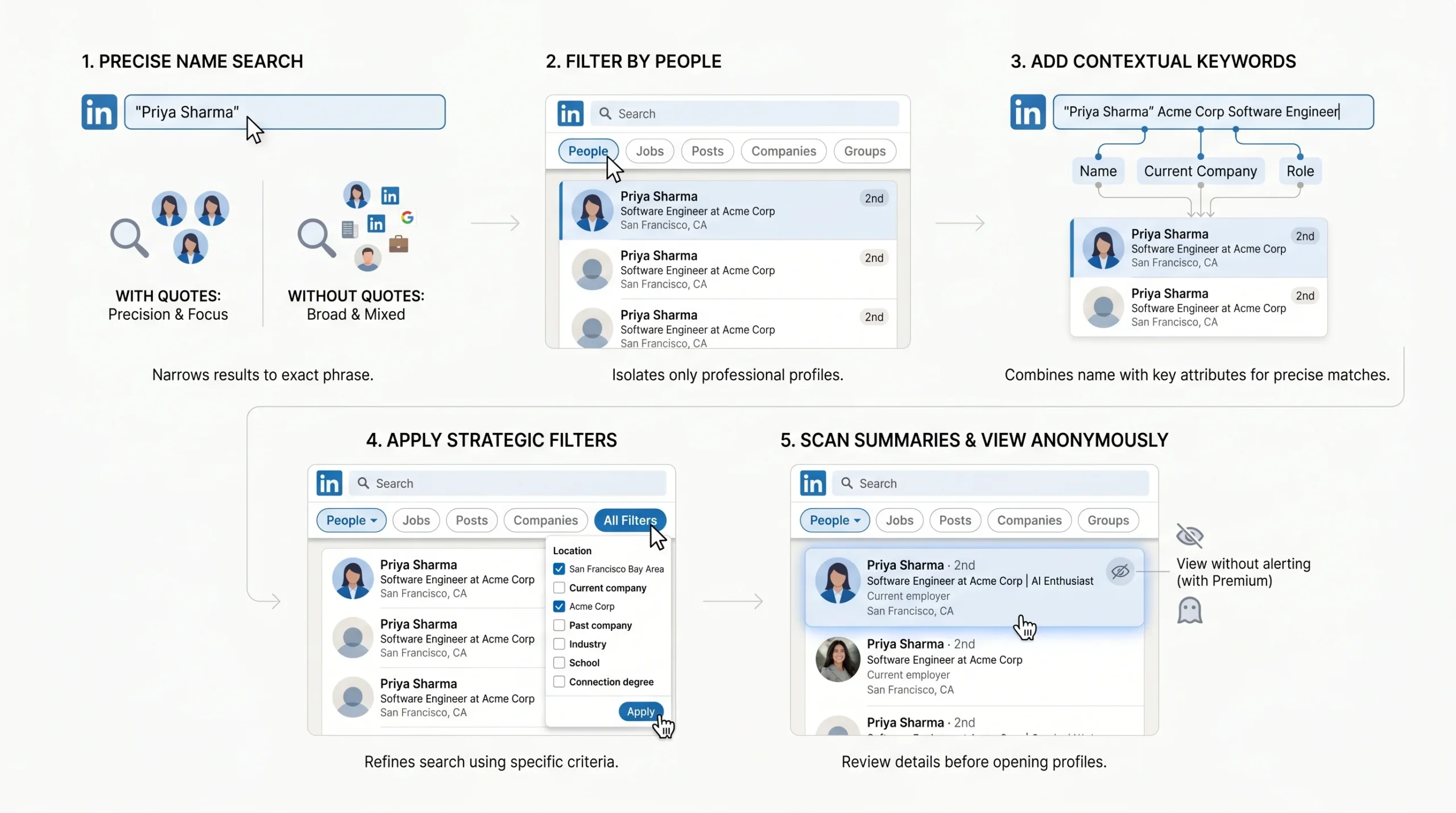 How to Search for People on LinkedIn Using the Basic Search Bar